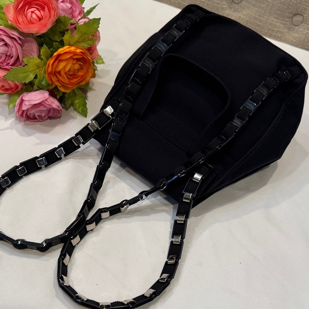 Salvatore Ferragamo Black Backpack with Chain Straps